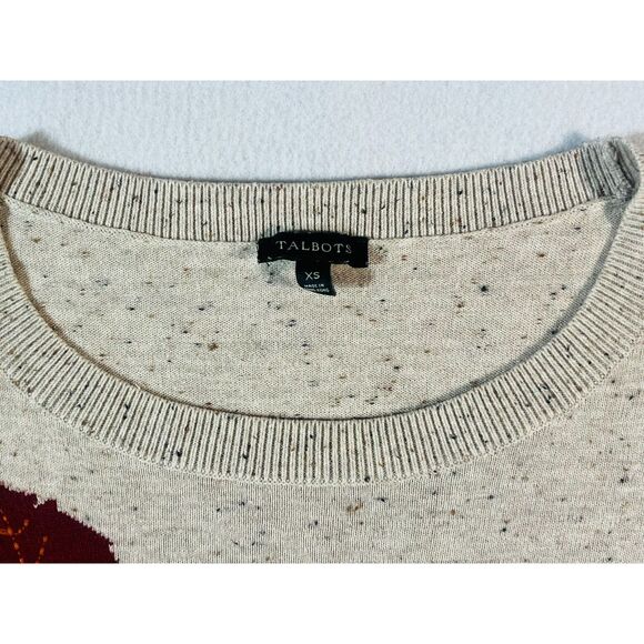 Talbots Fall Leaf Motif Beige Sweater Crewneck XS Cottagecore Cozy Cabincore $89 - Picture 3 of 8